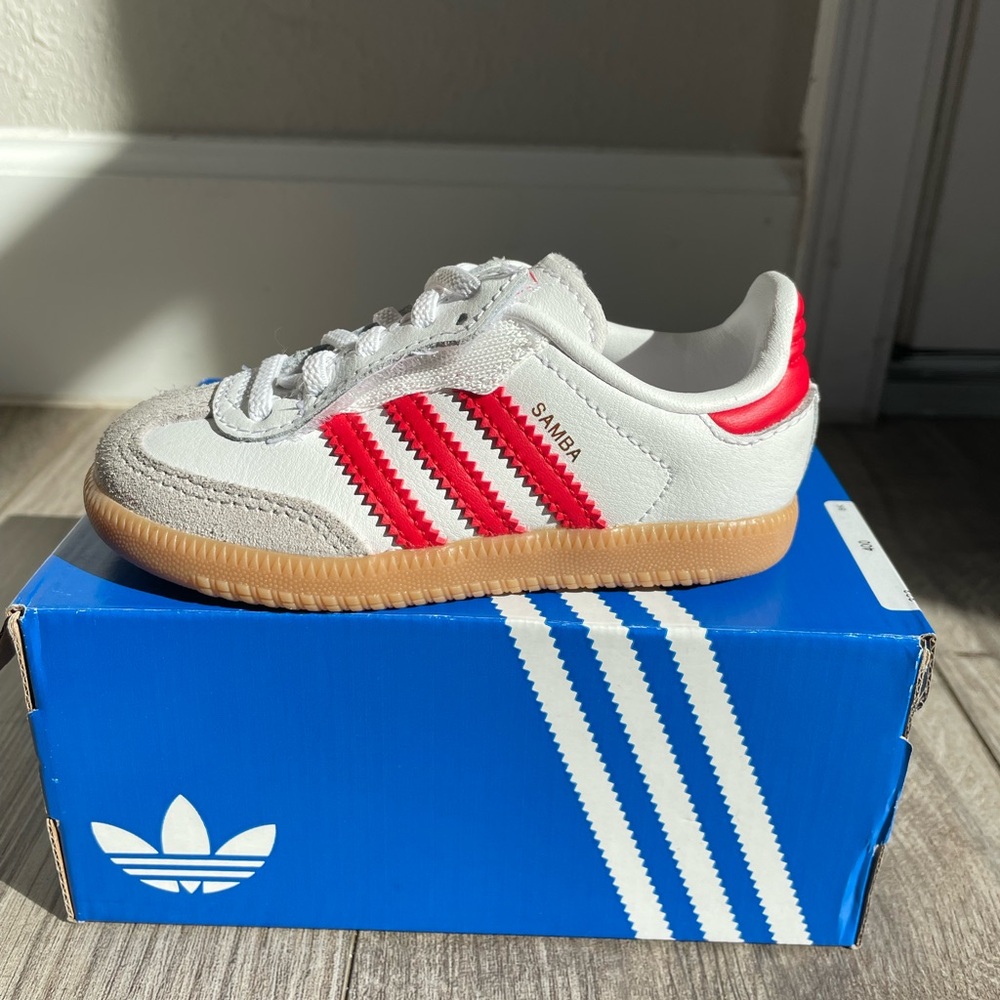 Adidas Kids Samba White and Red Sneakers